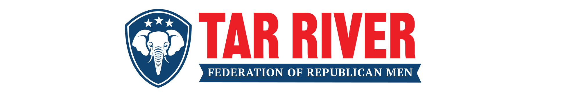 Primary logo design for Tar River Federation of Republican Men with a three-star shield and elephant emblem.