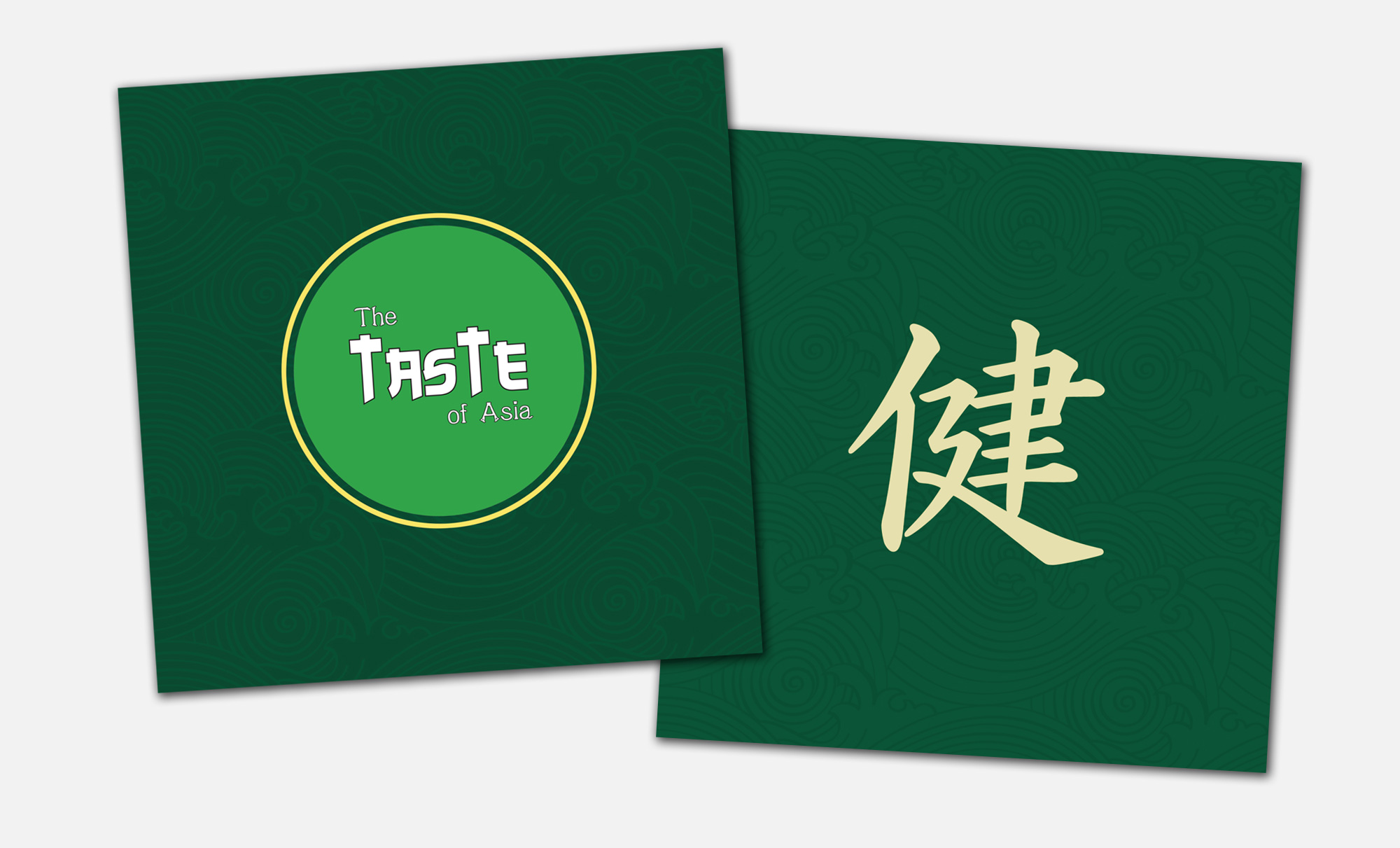 Brand identity logo and cover layout showing branding strategy and typography for Taste of Asia restaurant. 